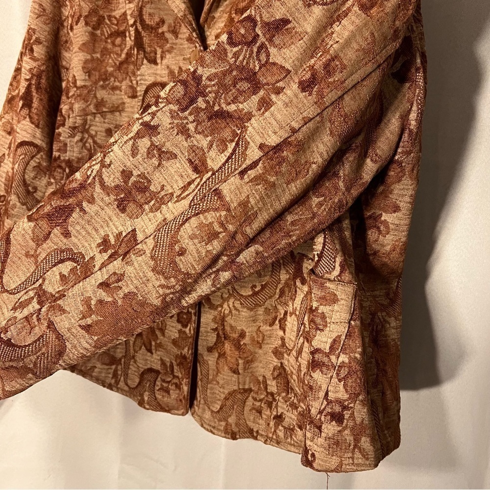 Vintage FDJ Size XL Brown Floral 3 Button Blazer Jacket Tapestry Retro - Picture 10 of 12